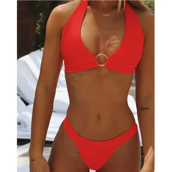 Kvinder Sexy Bikini To-Delt Badedragt 2019 Solid Badetøj Lav Talje Brasilianske Badedragt Sommer Bikini Sæt Strand Slid Biquini