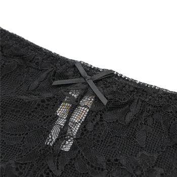 Kvinder sexy lace blomst seamless undertøj af bomuld åndbar trusser sort trusse