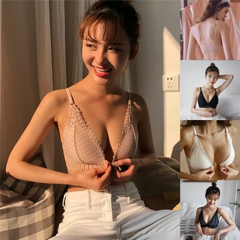 Kvinder Sexy Lace Bra Trådløse Front Lukning Bras Comfort-Undertøj Push Up Bh Justeret Backless Bralette Mode