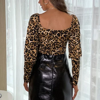 Kvinder Sexy One-Shoulder Rør Leopard Print Bunden Shirt T-Shirt, Toppe Leopard