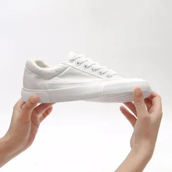 Kvinder Sneakers 2020 nyankomne Fashion-Lace-up-Sort/hvid Kvinder Sko Solid Syning Lavvandede Afslappet Lærred Sko Kvinder
