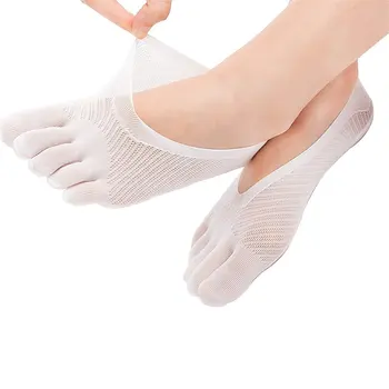Kvinder Sommeren Fem-finger Sokker Kvindelige ultratynde sok Sjove Tå usynlige sokken med silikone anti-skid åndbar anti-friktion