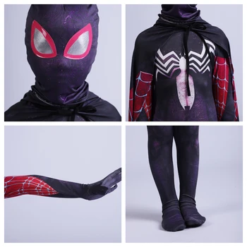 Kvinder Spider-Gwen Cosplay Kostumer Spandex sort Gwen Hættetrøjer med Hovedbeklædning Kostumer Velegnet til Halloween 24 Timer Sendes Ud