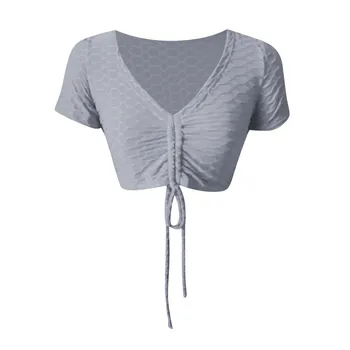 Kvinder T-shirts Sexet Og Club Mode Kvindelige T-shirt med Korte Ærmer Farve Dame Bandage Tshirt Sommeren V-hals Kort Tees Bluse