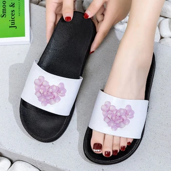 Kvinder, tøfler 2021 Sommeren Æstetiske Kærlighed hjerte form Trykt Harajuku Kvindelige Sko, Tøfler Fritid sandaler Slipper for kvinde