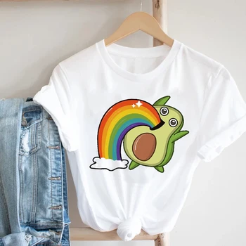 Kvinder Tøj Avocado Kvindelige Tee Top Grafisk T-shirt Sød Frugt Pige Tegnefilm 90'erne Damer Sommer Tøj Print Tshirt