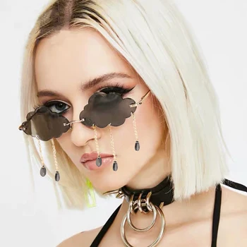 Kvinder Vintage Skyer Kvast Punk Mode Solbriller Uindfattede Solbriller Til Mænd Rammeløse Punk Briller Til Kvinder Dekoration
