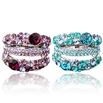 Kvinders Cubic Zirconia Ring Legering Band Rhinestone Krystal Smykker Gave Blændende Stilfulde sød gave til kæreste