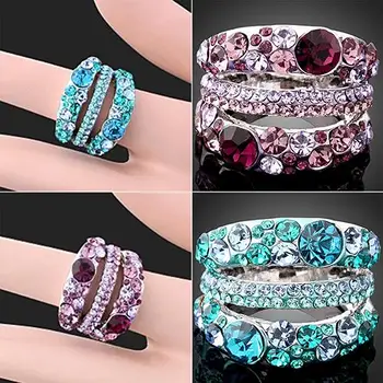 Kvinders Cubic Zirconia Ring Legering Band Rhinestone Krystal Smykker Gave Blændende Stilfulde sød gave til kæreste