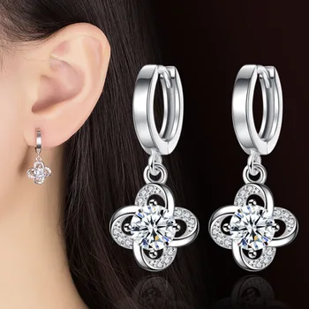 Kvinders enkle øreringe øreringe i sølv tilbehør heldig blad græs evig Blomst Øreringe