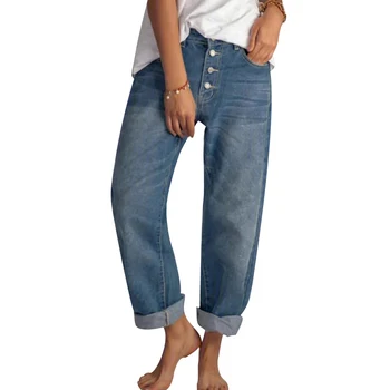 Kvinders Jeans 2021 Nye Høj Talje Mødre Bred Ben Bukser, Straight Bukser Plus Size Arbejde Bære Boyfriend Jeans Bukser Forår, Sommer