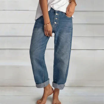 Kvinders Jeans 2021 Nye Høj Talje Mødre Bred Ben Bukser, Straight Bukser Plus Size Arbejde Bære Boyfriend Jeans Bukser Forår, Sommer