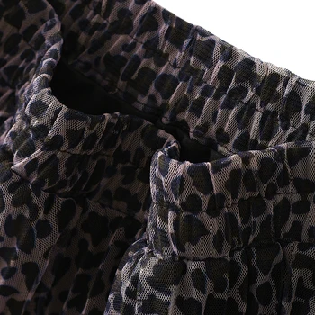 Kvinders Mode Leopard Nederdel Sommeren Garn, Mesh Multi-lag af Høj-taljen A-linje, Mid-længde Nederdel