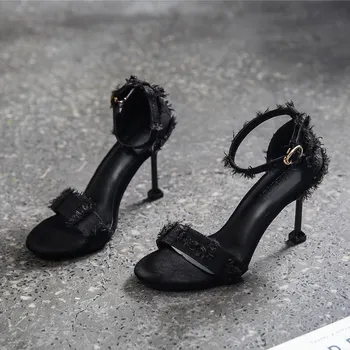 Kvinders sko 2020 sommeren Haspe Åben tå sandaler, høje hæle stilethæl hæl sandaler kvinders plus størrelse