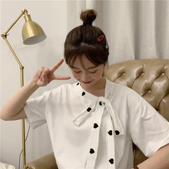 Kære Søde Stil Løs T-Shirts, Sommer Tøj til Kvinder Tees Bow Fashion Brand Kawaii Overdele koreansk Tøj Nyt 2021