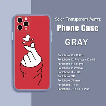 Kærlighed Gestus Phone Case For IPhone 12 11 Pro Max X XR XS Max 7 8 Plus Slik Mat Farve Sag