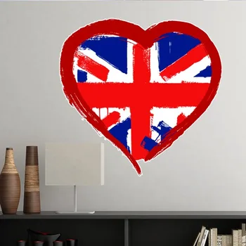 Kærlighed Hjerte og England Vartegn Flag Mark Illustration Mønster Flytbare Væg Sticker Byens Bygninger Kunst Decals Tapet