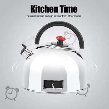 Køkken Madlavning Timer Manual, Tekande-Formet Rustfrit Stål Mekanisk Urværk Timer, med 60 Minutter Madlavning