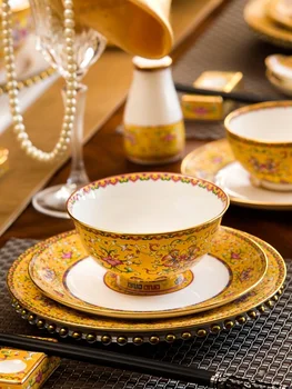 Køkken Med Bardisk Forsyninger Retter Middag Sæt Porcelæn Top Klasse Luksus Emalje Kina Keramisk Bordservice Kreativ Kombination