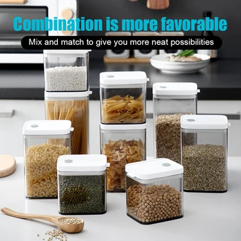 Køkken Moistureproof Forseglet Beholder Plastik Gennemsigtig Korn Frisk Container Køleskab Grove Korn Opbevaringsboks Til Fødevarer Container