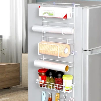 Køkken Rack Aftagelig Køleskab Hængende Storage Rack Arrangør Hylde Plads Saver Køleskab Sidevæg Opbevaring Hængende Indehaver