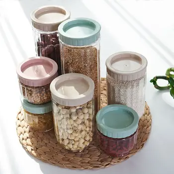 Køkken Transparent Opbevaring Af Fødevarer Beholder Med Låg Holdbar Forsegling Pot Korn Bønne-Ris Forseglet Plast Mælkepulver Jar