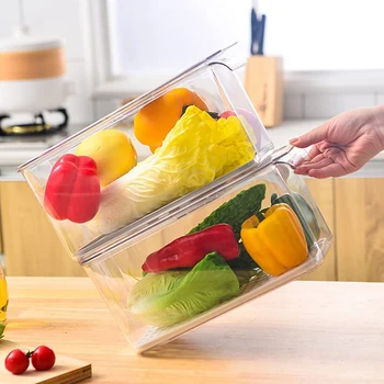 Køleskab til Opbevaring af Beholdere med Låg Dryp Bakke Grøntsager og Frugt Beholdere til Opbevaring Køleskab Køleskab 2-Pack