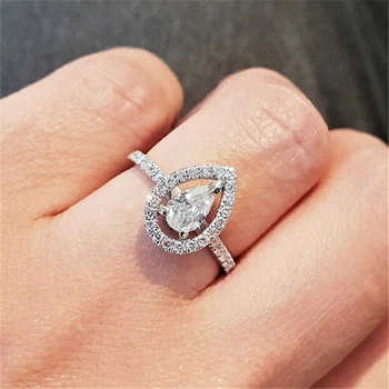 Lab Vokse Diamant 14k White Gold 1,0 ct Pære Skarpe Snit Moissanite Bryllup Engagement Ring for Kvinder