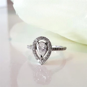 Lab Vokse Diamant 14k White Gold 1,0 ct Pære Skarpe Snit Moissanite Bryllup Engagement Ring for Kvinder