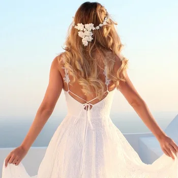 Lace brudekjoler til Stranden brudekjoler til 2020 LORIE Vestidos De Casamento Sexet, Brude Kjole Backless Plus Size Brudekjole