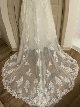 Lace Wedding Dress Plus Størrelse med Tog Havfrue Brudekjole 2021 V-Hals uden Ærmer Lynlås Robe Mariee