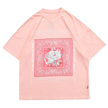LACIBLE Hip Hop Vintage T-Shirt Mænd Cashew Blomster Print 3D Brev Bomuld Casual Toppe om Sommeren kortærmet T-Shirt Harajuku 2021