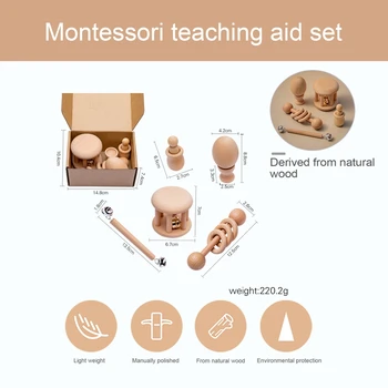 Lad os Gøre 1sæt Børn Montessori Træ-Legetøj Baby Rangle Sand Hammer Pædagogiske Kognition Undervisning Af Pædagogisk Legetøj