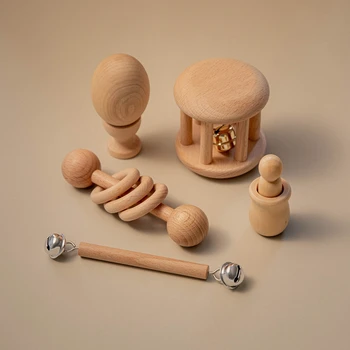 Lad os Gøre 1sæt Børn Montessori Træ-Legetøj Baby Rangle Sand Hammer Pædagogiske Kognition Undervisning Af Pædagogisk Legetøj