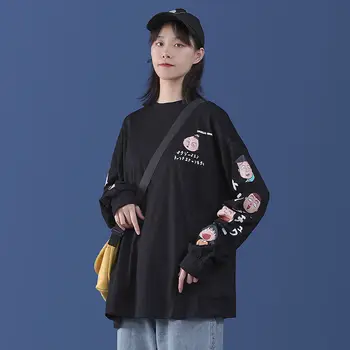 Langærmet T-shirt, kvindelige kirsebær, lille frikadelle, Chaozhou tøj net, red INS, super løs, koreanske studerende' nederste lag,