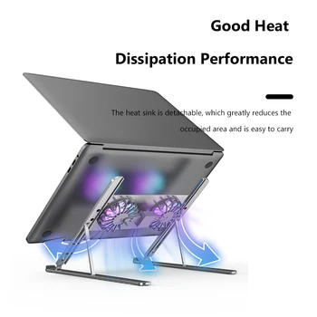 Laptop Cooling Pad 8 Højde Niveauer Aluminium Legering Laptop Cooler Stå Riser med 2 Aftagelige Fans for 10-17.3 tommer Notebook Ny
