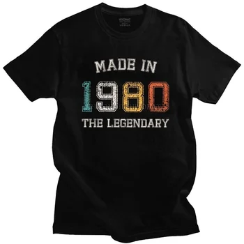 Lavet I 1980 T-Shirt til Mænd Bomuld Tee Toppe Den Legendariske Er født i 1980 40-års Fødselsdag Gave t-shirt Kort Ærme Toppe, T-shirt