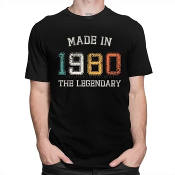 Lavet I 1980 T-Shirt til Mænd Bomuld Tee Toppe Den Legendariske Er født i 1980 40-års Fødselsdag Gave t-shirt Kort Ærme Toppe, T-shirt