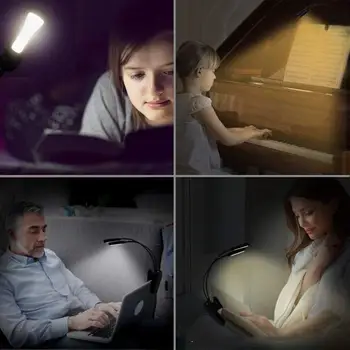 Led Bordlampe Bærbare Usb-Bordlampe Klip Lys 9 Belysning Tilstande Med Memory-Funktion 60 Timer Lampe Om Natten Læsning, Der Rejser