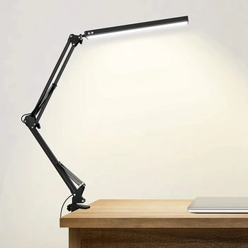 LED bordlampe Med Klemme,Justerbar Swing Arm bordlampe,Moderne Arkitekt bordlampe for at Studere/Læse/Office/Arbejde(Sort)