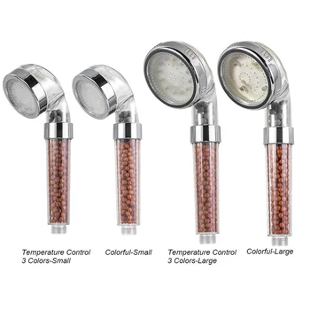 LED brusehoved højtryksfilter Håndholdt brusehoved vandbesparende Brusehoved Farverige Automatisk håndbruser