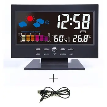LED Digital Projektion Vækkeur Temperatur Termometer Bruser Tid Dato Display Kalender USB Oplader Tabel Led-Ur