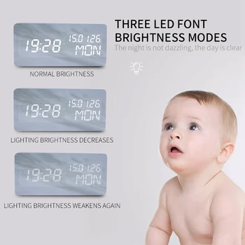 LED Digital Vækkeur,Batteri, USB-Elektronisk natbordet Bruser Retro Ure med Snooze, Dato Perpetual Kalender