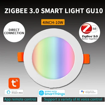 LED Downlight Zigbee Smart APP Dæmpning Runde Spot Lys 10W RGB farveskift 2700-6500K Warm Cool Lettere Arbejde Med Alexa Google