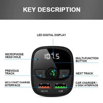 LED FM-Senderen QC3.0 bluetooth Car kit Dual USB Til iphone Afspiller USB Bil Port musik alle 2-Oplader telefonen MP3 mobil M5Q5
