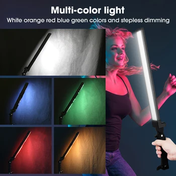 Led lampe med stativ hånd-holdt farverige 5 farver,2m stå,hangbag dæmpbar fotografiske belysning til fotografering selfie/video