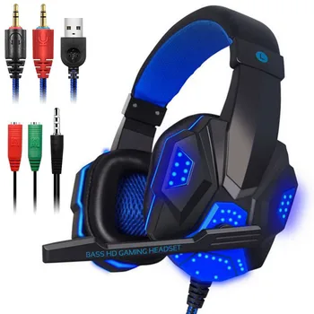 LED Lys Kablede Gaming Headset, PC-Musik Stereo Hovedtelefoner Headset Med Mikrofon Til PS4/XBOX, EN Gamer Computer Hovedtelefoner 3,5 mm