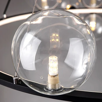 LED Postmoderne Strygejern Glas Boble Runde Sort Sølv Designer Vedhæng Lys.Pendel Lampe.Vedhæng lys Til stuen
