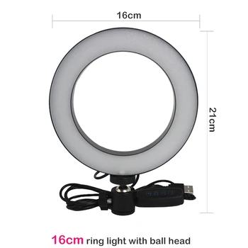 LED Selfie Ring Lys med en telefonholder Fotografering Dæmpbar Youtube Video Live Photo Studio Lys USB-Stik(16Cm)