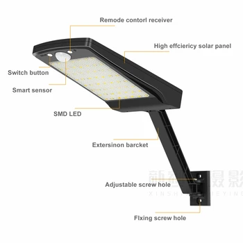 Led-Sol-Have-Lys Væg-Lampe Motion-Sensor-Lampe Udendørs Nødsituation PIR IP65%